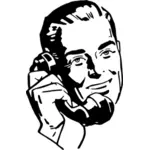 Clipart vetorial de homem falando no telefone de estilo antigo