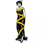 Gráficos vectoriales de señora atada con cinta amarilla