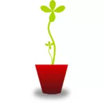 Vector de dibujo de planta verde tierna en bote rojo