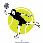 공을 타격 하는 테니스 선수