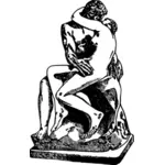 Vektor ilustrasi pria dan wanita mencium