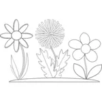 Vektorgrafiken von drei Buch Blumen Färbung