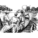 Drei Mann in einem Boot
