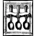 Grafica vettoriale di tre cucchiai su un banner di tovagliolo