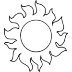 燃えるような太陽のベクトル グラフィック ライン アート