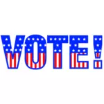Vector image of word VOTE in USA flag pattern