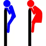 Ilustração em vetor de sinalização de porta de banheiro engraçada
