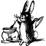 בתמונה וקטורית של בישול ארנב