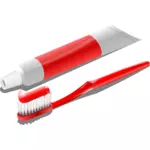 Cepillo de dientes con crema dental tubo vector imágenes prediseñadas