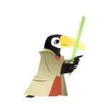 Işın kılıcı olan penguen çizim vektör