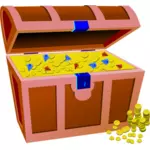Illustration vectorielle du coffre au Trésor rempli de pièces de monnaie