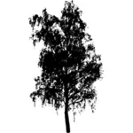 Ilustrasi vektor siluet pohon dimahkotai penuh atas