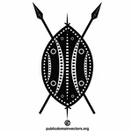 Tribal schild zwart-wit illustraties