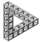 Desenho de triângulo impossível, formado a partir de construções de cubo