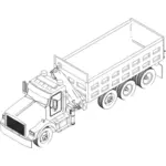 Vector tekening van rode vrachtwagen geladen met zware belasting