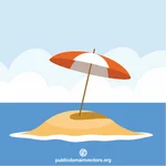 Umbrelă de soare pe insula de nisip