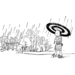 Japanilainen poika sateenvarjon kanssa