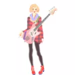 בתמונה וקטורית של נגן הגיטרה בחורה עירונית