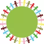 ClipArt-Grafiken von Menschen Hand in Hand um grünen Kreis