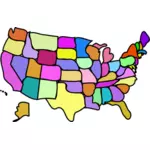 Carte des Etats-Unis sans image vectorielle de légende