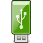 Vektor seni klip kecil hijau USB stick