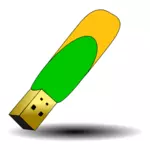 Vectorafbeeldingen van groen en oranje USB stick close-up