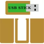 Gambar vektor kayu USB stick