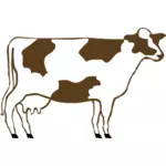 Braune Kuh aus Profil-Vektor-Bild