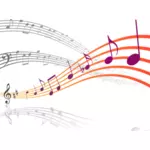 Notas musicais onduladas vector clipart