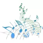 Ilustración de vector de flujo de notas musicales