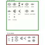 Vector illustraties van selectie van IEC elektronisch circuit symbolen