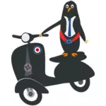 Penguin pada gambar vektor skuter