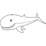 Rysunek z wieloryba linii sztuka uśmiechający się wektor