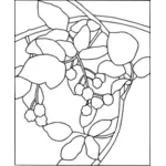 Blackberry stained glass outline for coloring-in vector clip art