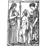 Demeter och Persefone med unga Triptolemos vektorbild