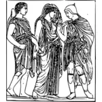 Hermes, Orfeus och Eurydike vektor ClipArt