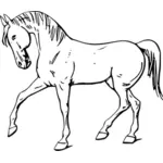 Walking horse línea vector arte dibujo