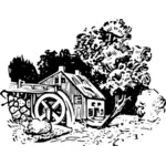 Wassermühle-Vektor-illustration