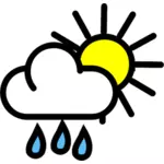 Grafika wektorowa lekki deszcz z słoneczny odstępach Pogoda kolor mapa symbol