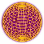 Проводной глобус желтый и фиолетовый векторные картинки