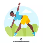 Женщина делает тренировку на свежем воздухе