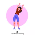 Женщина делает гимнастику
