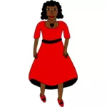 赤いドレスを着た女性