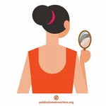 Vrouw op zoek in de spiegel