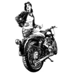 امرأة مع دراجة نارية