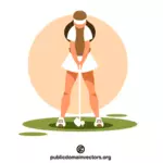 אישה משחקת גולף