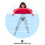 海で泳ぐ女性