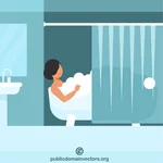 Kvinna som tar ett bad