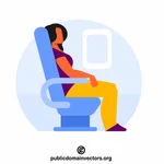 飛行機の座席に座る女性