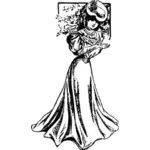 矢量图形的时髦年轻的女士，在一件长连衣裙